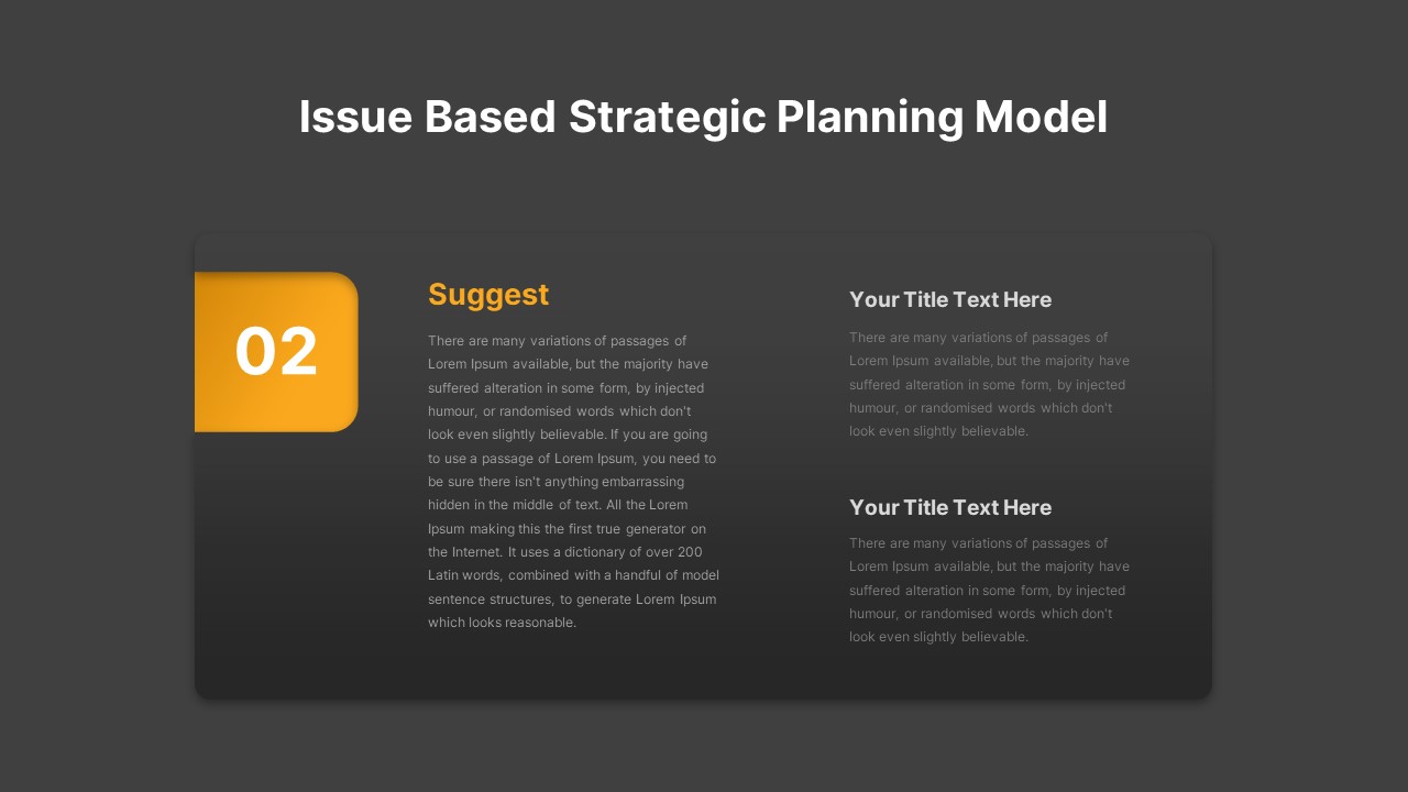 Issue Based Strategic Planning Model PowerPoint Template Dark3