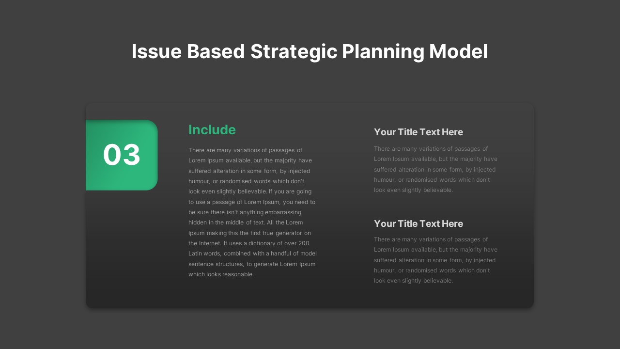 Issue Based Strategic Planning Model PowerPoint Template Dark4