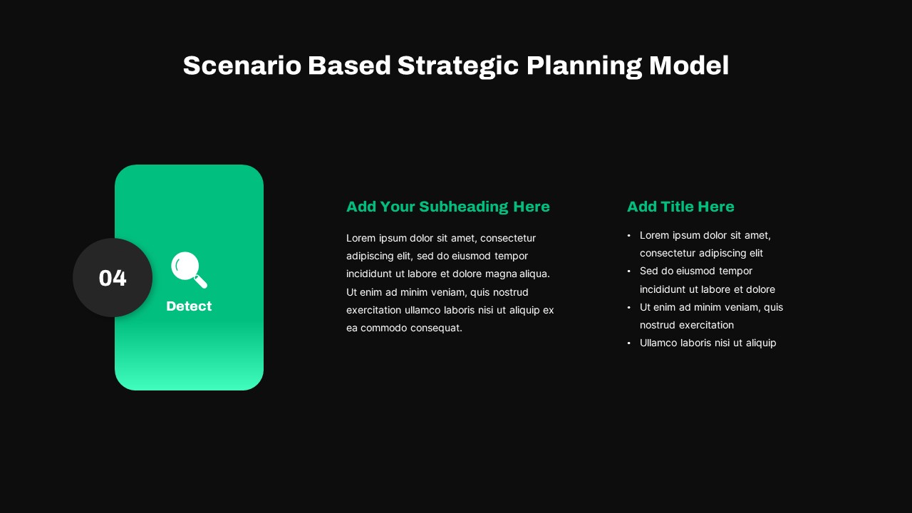 Scenario Strategic Planning Model PowerPoint Template Dark4