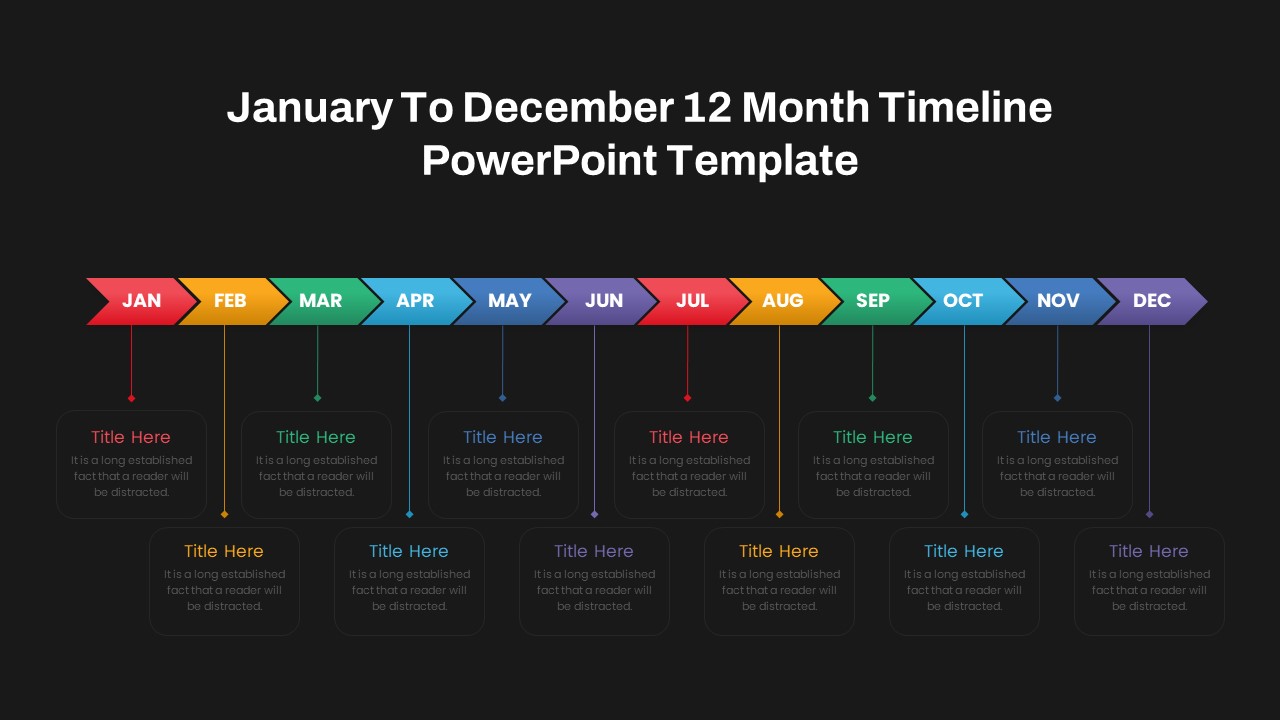 January to December 12 Month Timeline PowerPoint Template