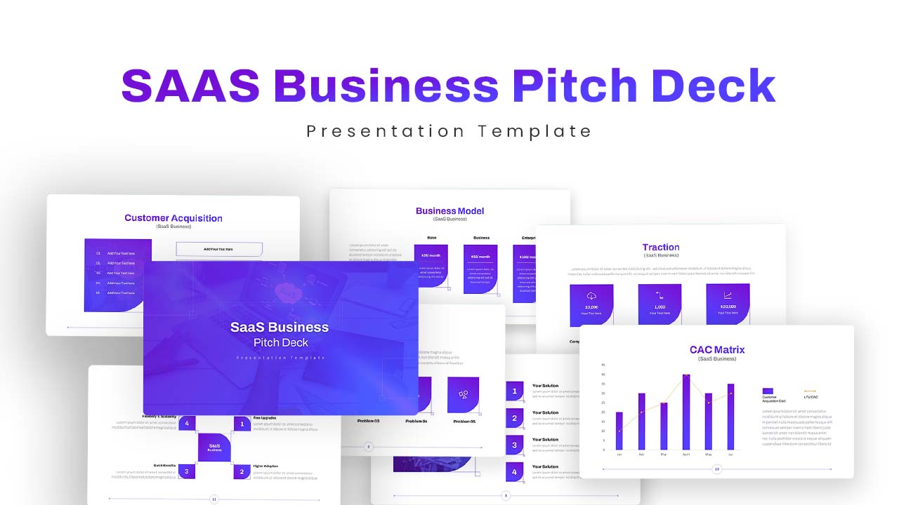 SaaS Business Pitch Deck PowerPoint Template Cover I