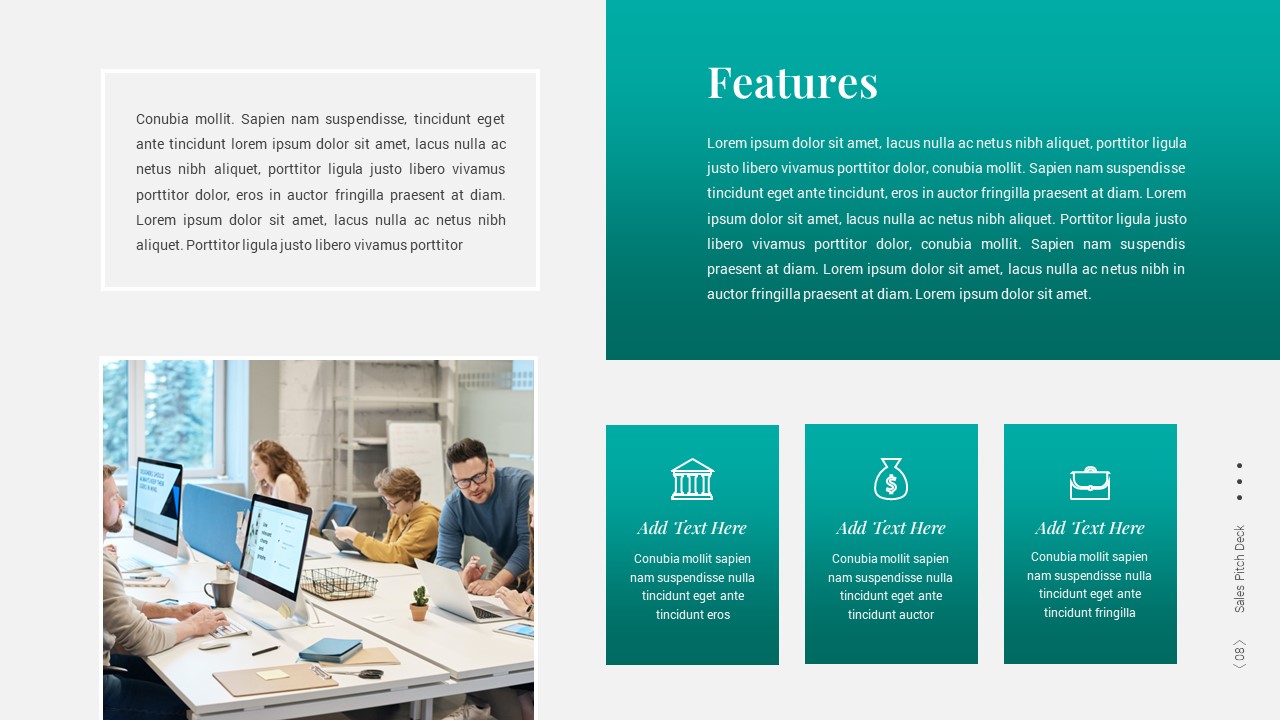 Sales Pitch Deck Features PowerPoint Template