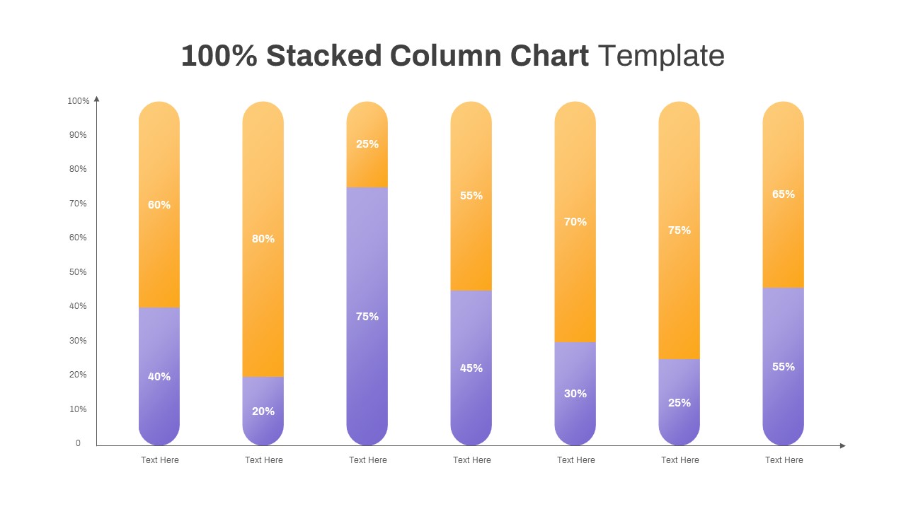 100% Stacked Column Chart PowerPoint Template