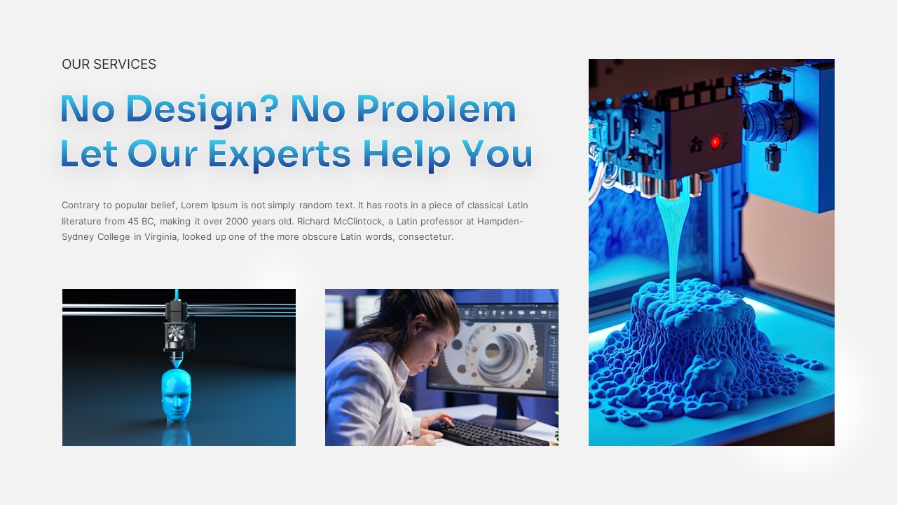 3D Printing help centre PowerPoint Template