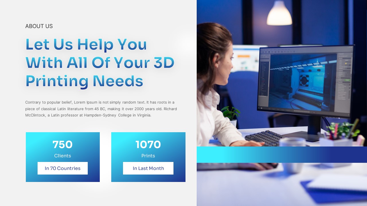 3D Printing help desk PowerPoint Template