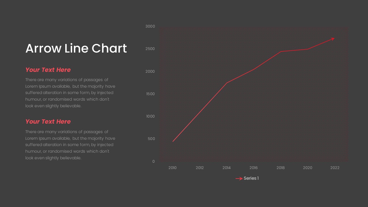 Arrow Line Chart PowerPoint Template Dark