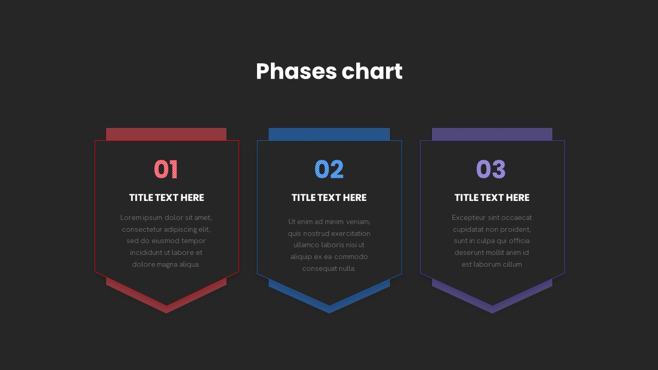 PowerPoint Template With 3 Phases Dark