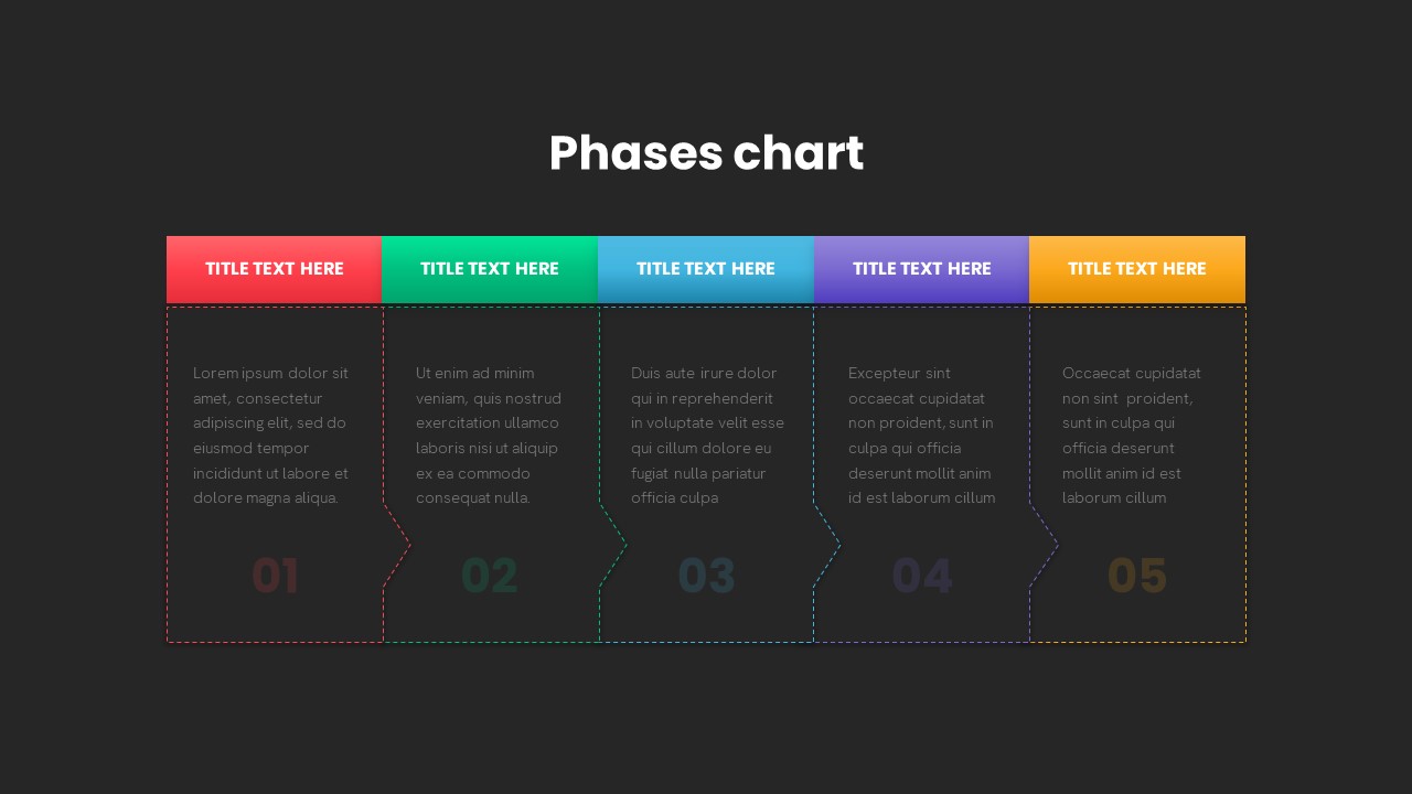 PowerPoint Template With 5 Phases Dark