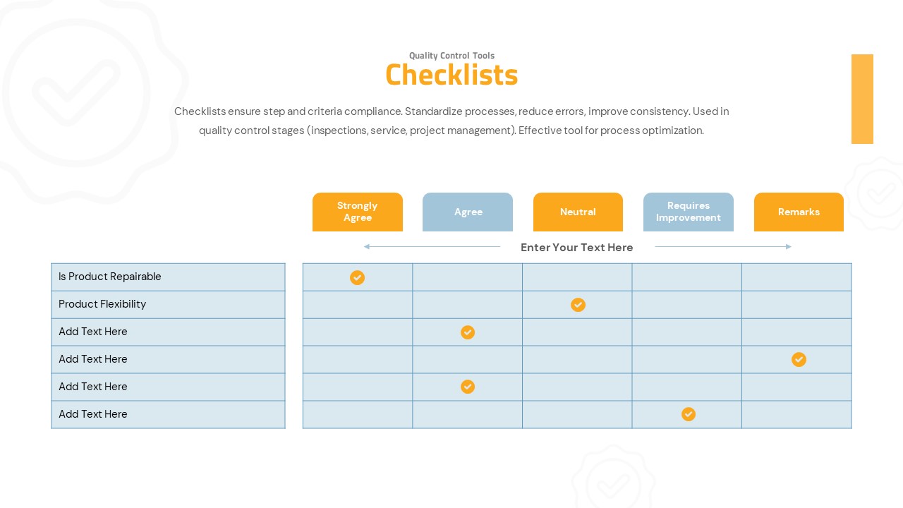 Quality Control Presentation Checklist Template