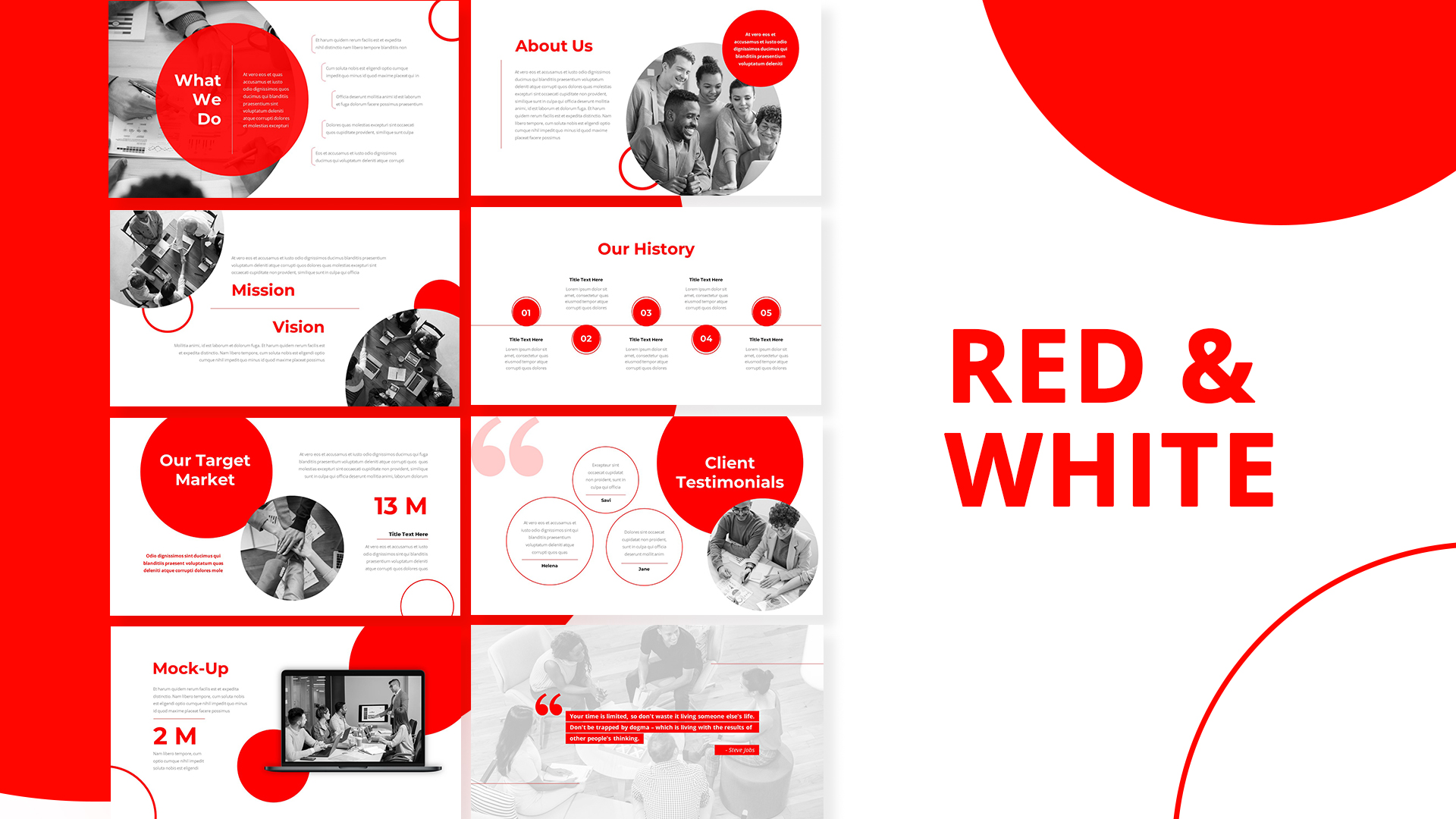 Red White PowerPoint Deck Templates