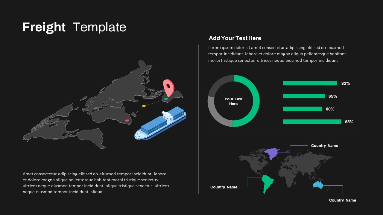 Ship Freight Infographic PowerPoint Template Dark