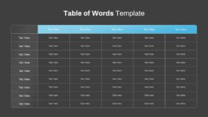 Table of Words powerpoint