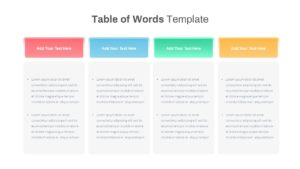 Table of Words ppt template