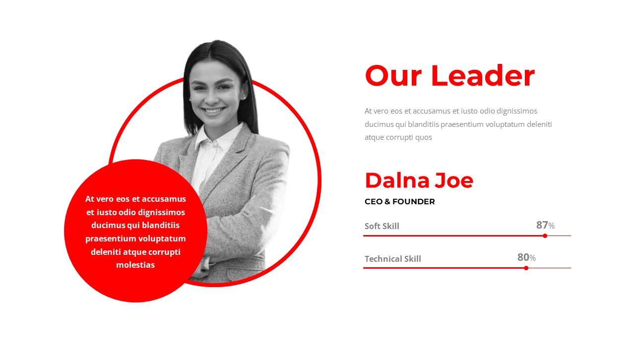 team leaders Red White PowerPoint slide