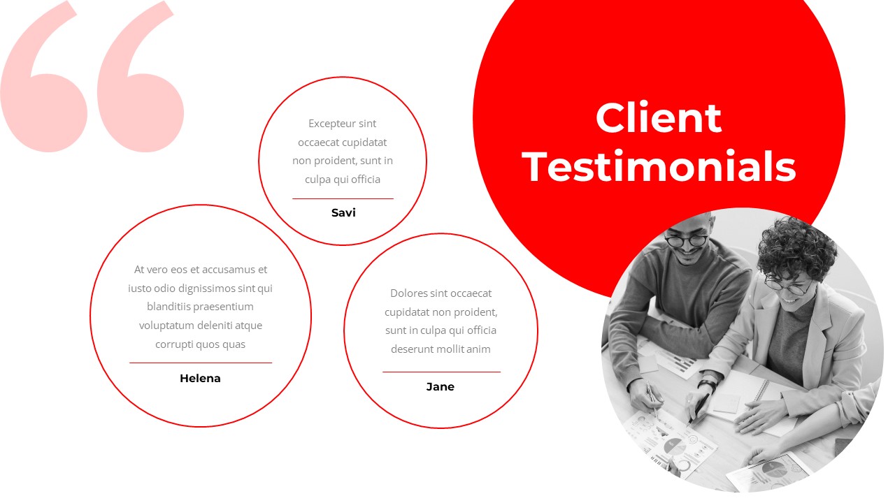 testimonials Red White PowerPoint slide