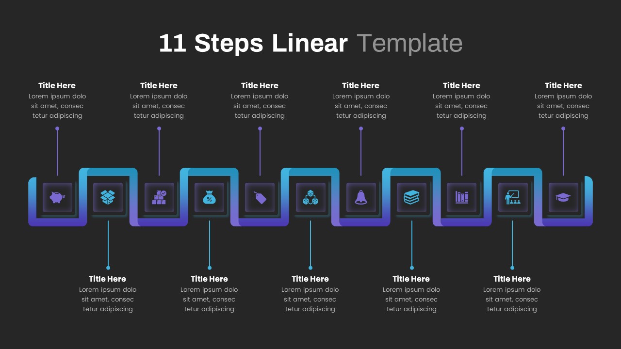 11 Steps Linear Presentation PPT Template