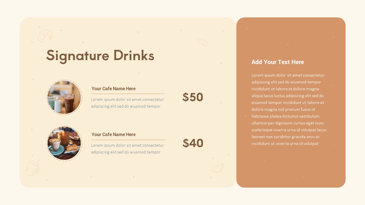 vintage color drinks menu