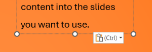 Icon that shows the different text pasting options available in PowerPoint.