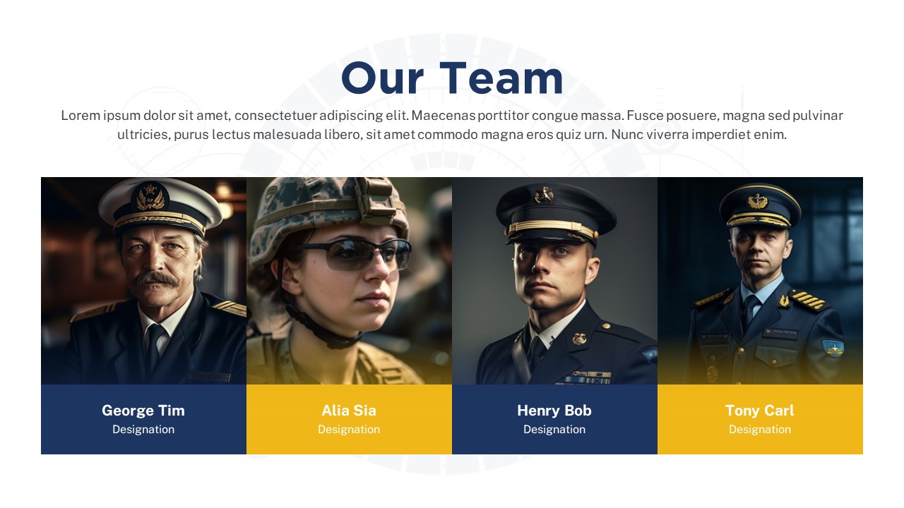 Navy PowerPoint team slide