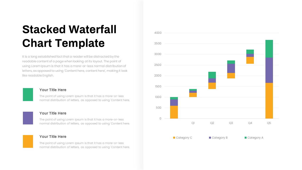 Stacked Waterfall Chart PowerPoint Template
