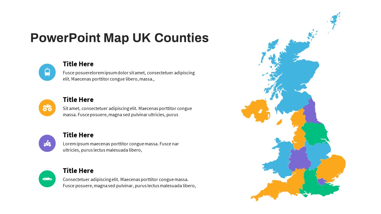 United Kingdom UK Counties Map PowerPoint Templates