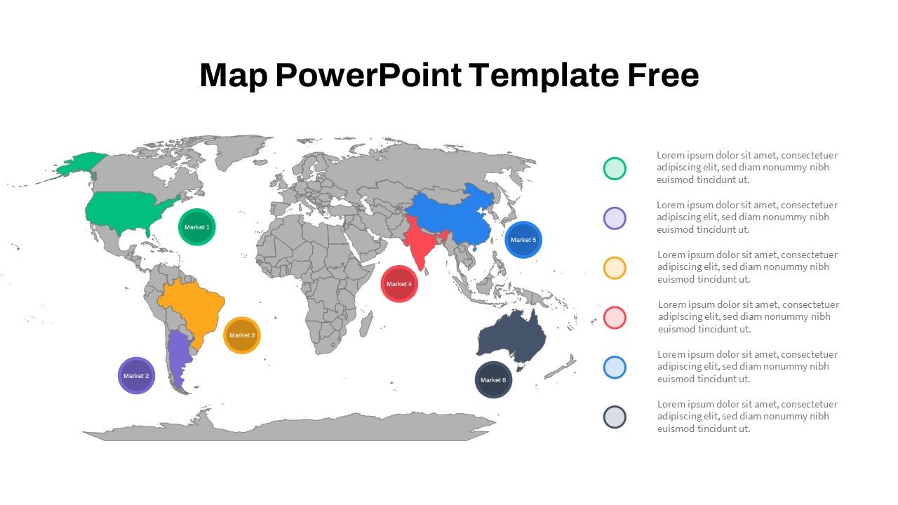 World Map PowerPoint Template Free Slide