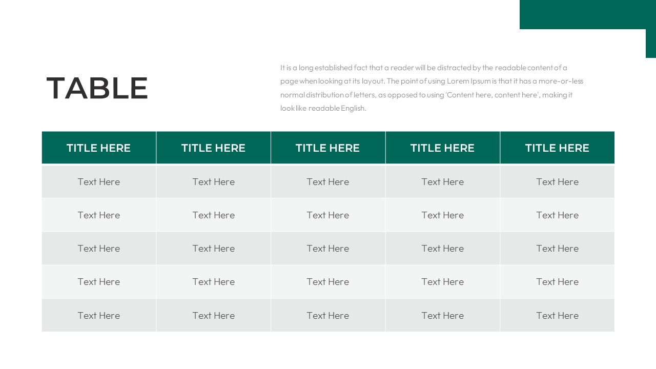 Simple Deck Free PowerPoint Templates Table