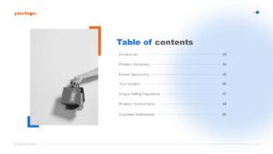 sales deck table of contents