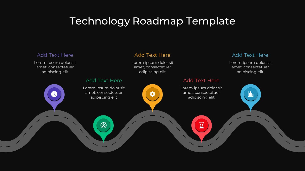 Technology Roadmap PPT Template Black