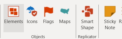 Elements button in SlideBazaar's PowerPoint add-in