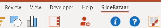 SlideBazaar button in the ribbon menu of PowerPoint
