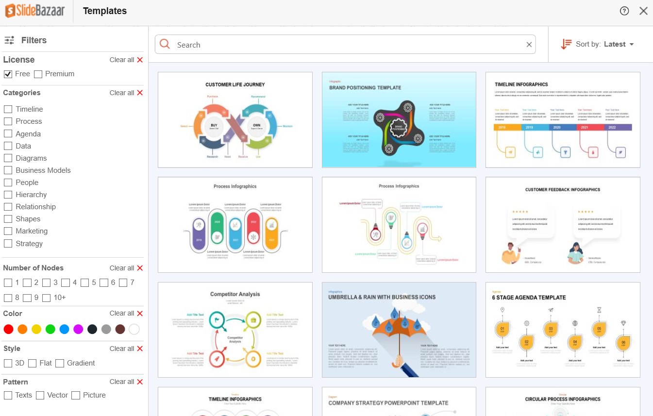 Template library in SlideBazaar's PowerPoint add-in