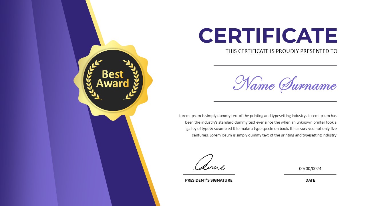 Free Certificate PowerPoint Templates name