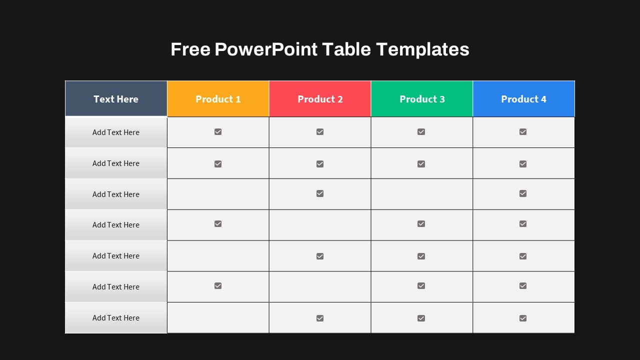 Free PowerPoint Table Template 6 Data Comparison Slides Free PowerPoint Table Template 6 Data Comparison Slides
