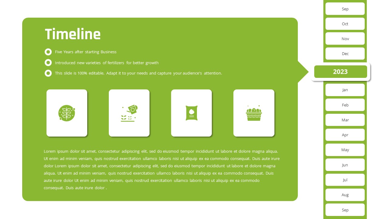 Animated Agriculture PPT Deck Template Timeline Slide