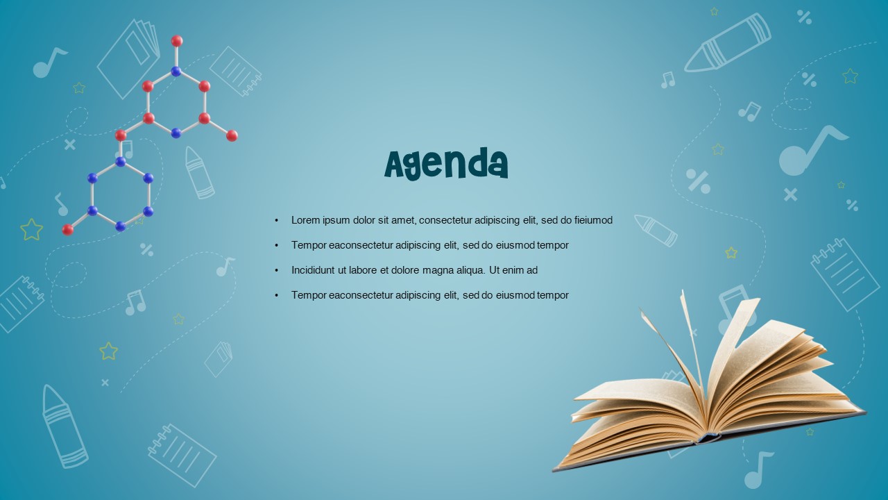 Back To School PowerPoint Theme Agenda Slide