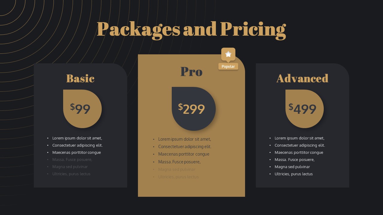 Black and Gold PowerPoint Template Free pricing