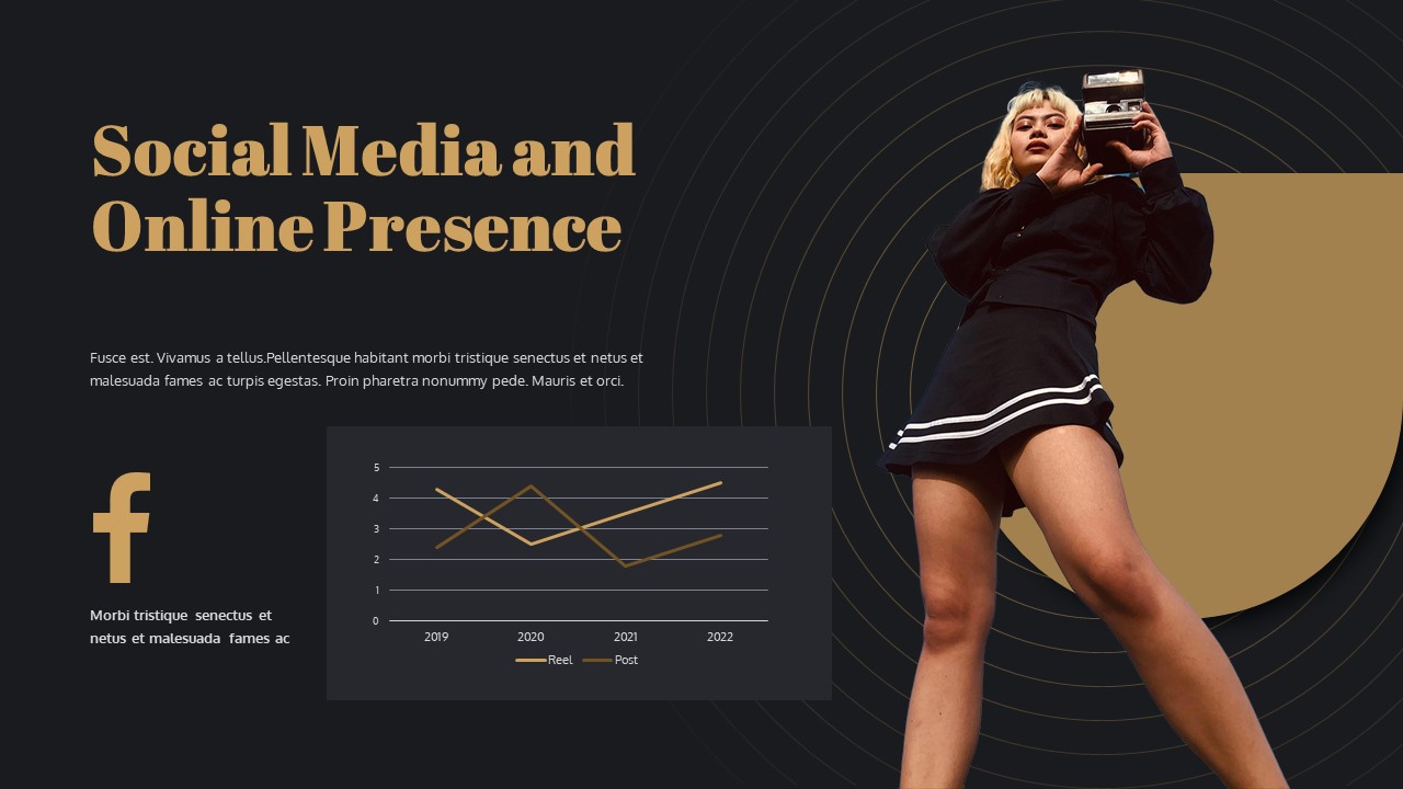 Black and Gold PowerPoint Template Free social media