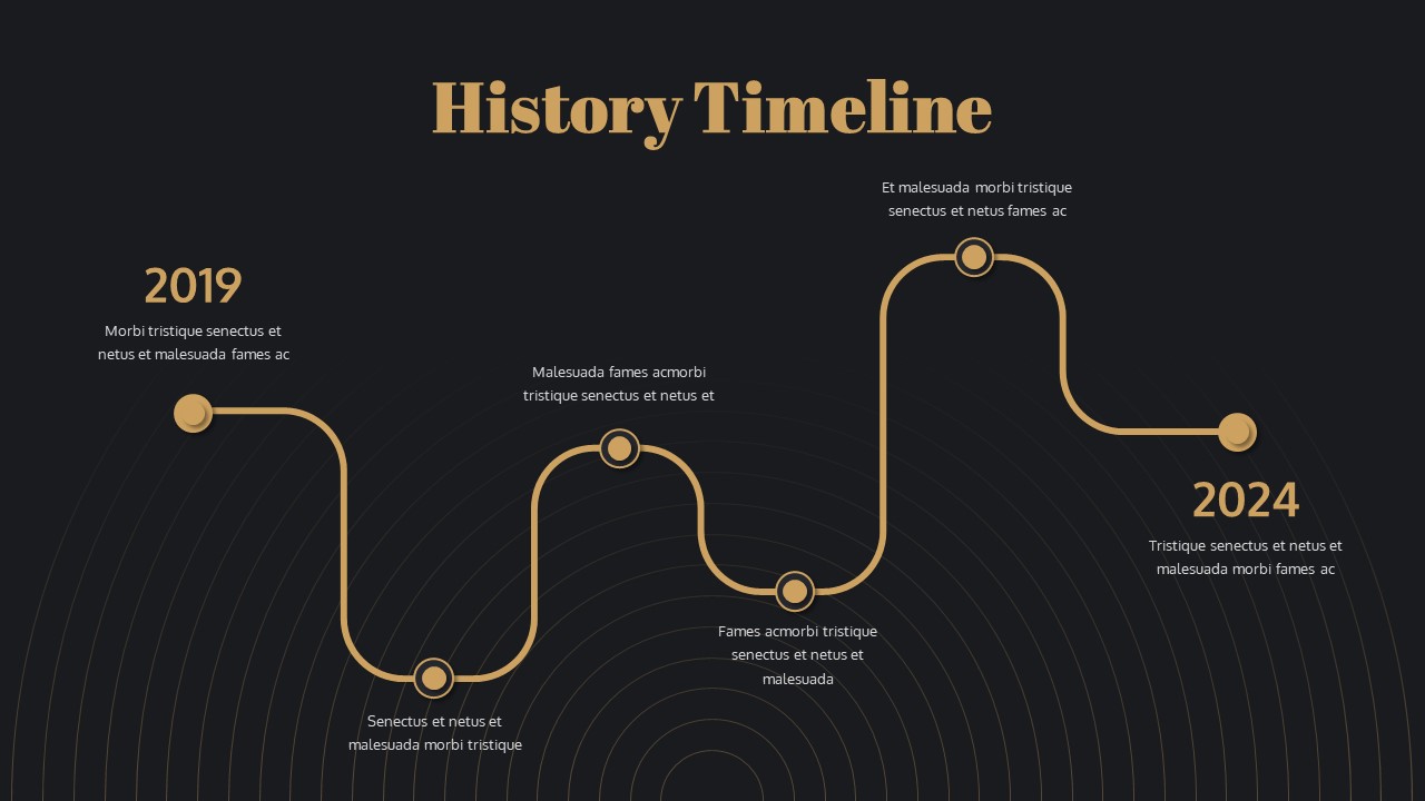 Black and Gold PowerPoint Template Free timeline