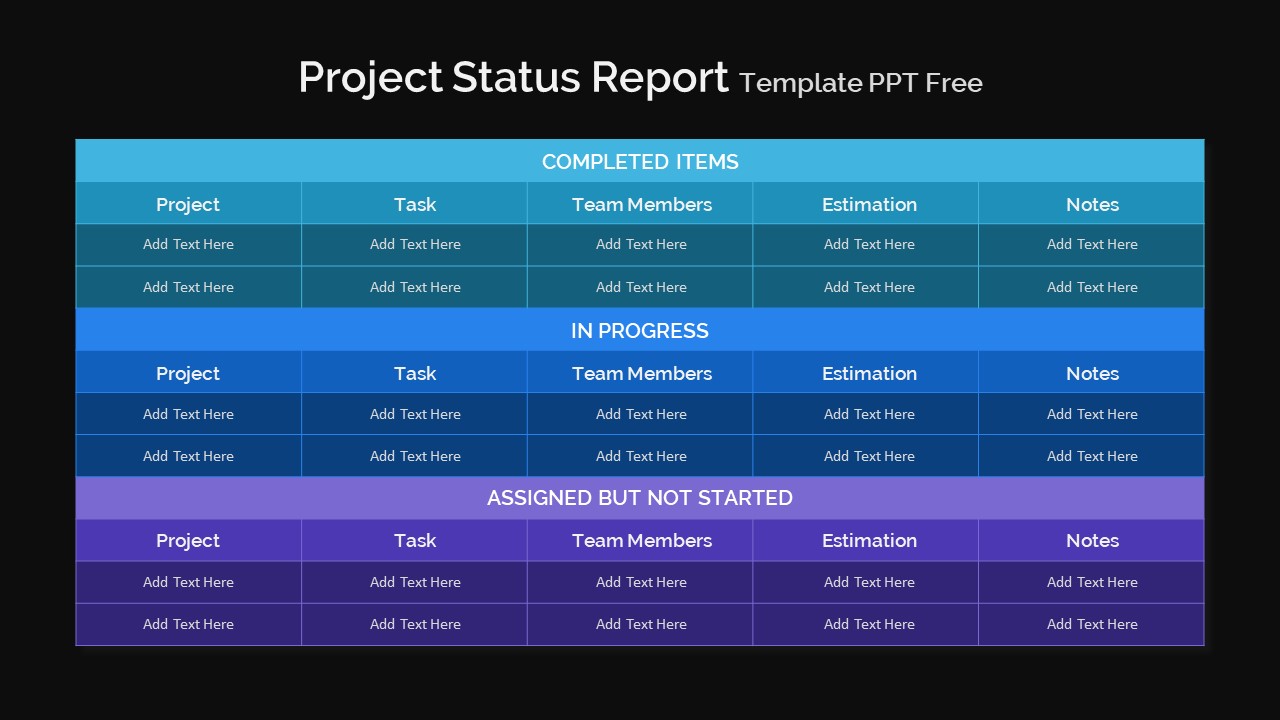 Project Status Report PowerPoint Templates Free