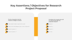 Research Proposal PowerPoint Template Key Assertions or Objectives for Research Project Proposal