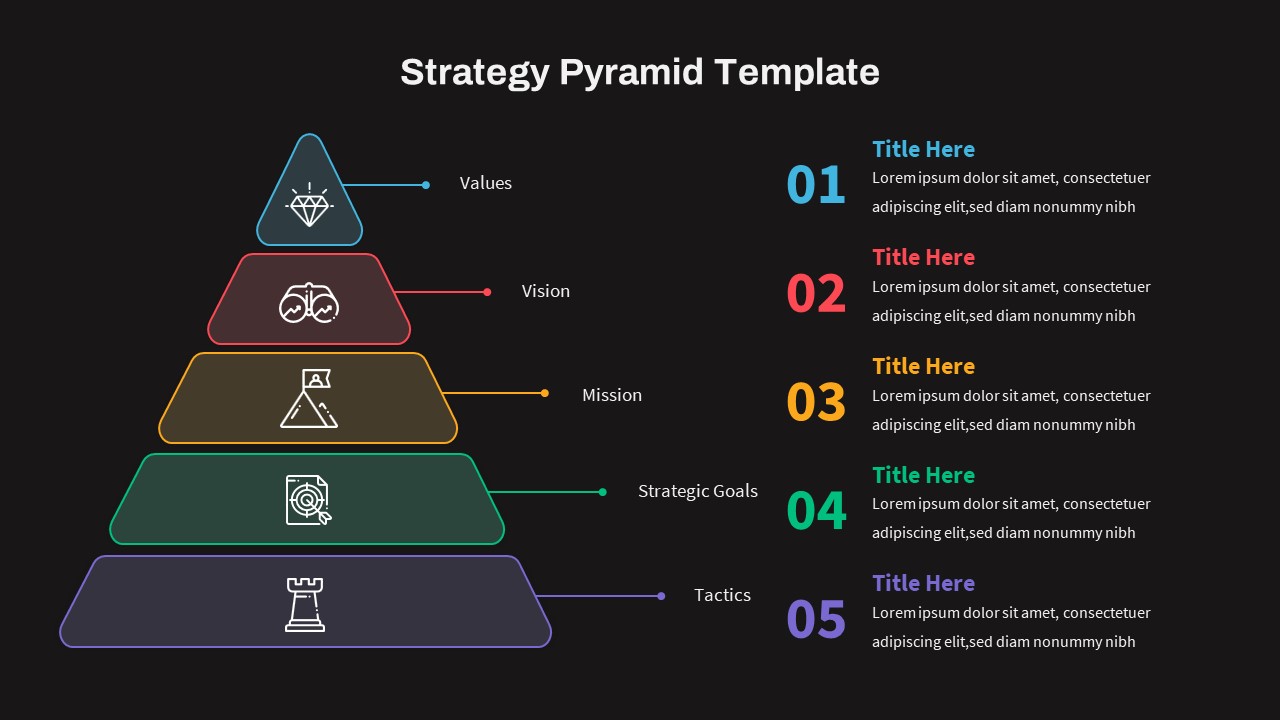 Strategy Pyramid PPT Template With Black Background