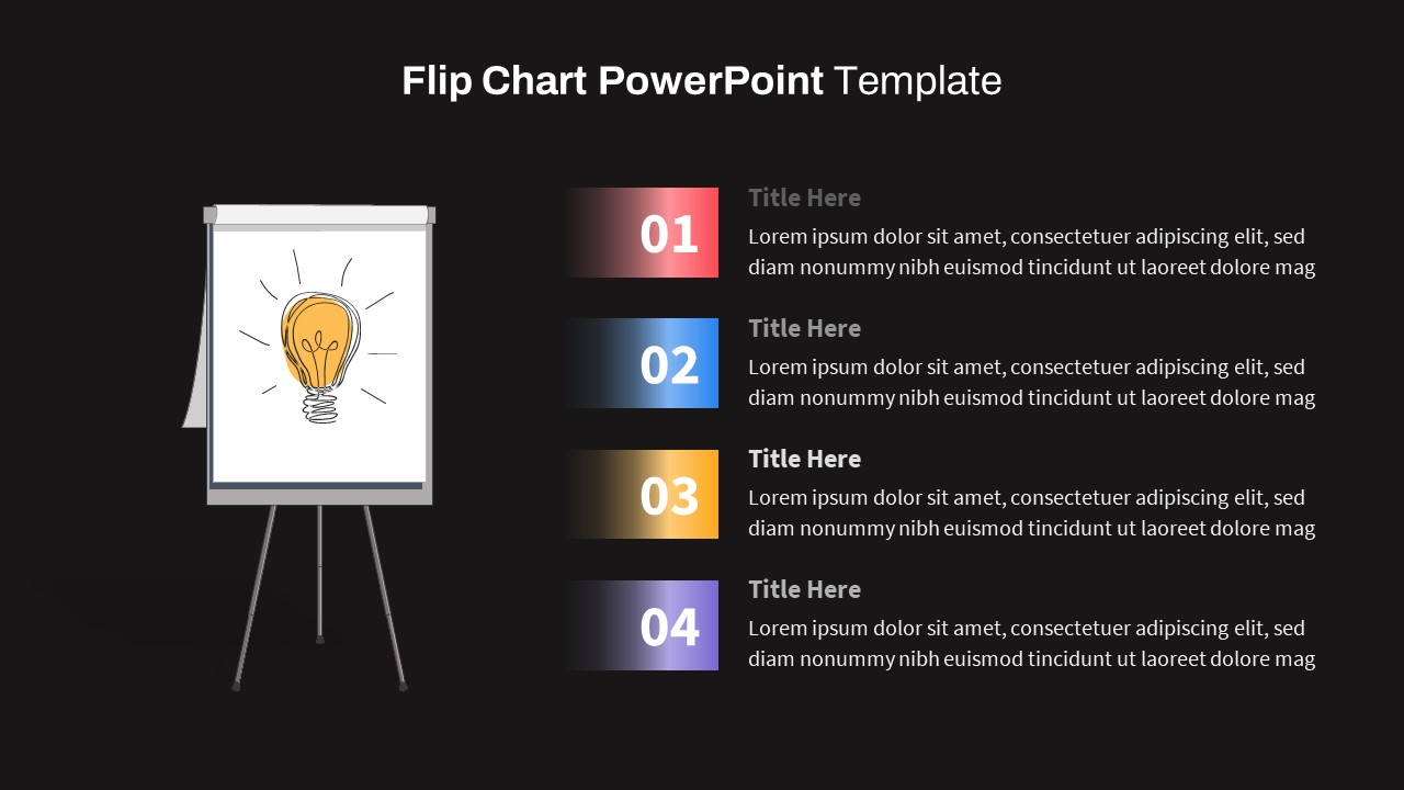 Flip Chart Four Step Template For PowerPoint Google Slides