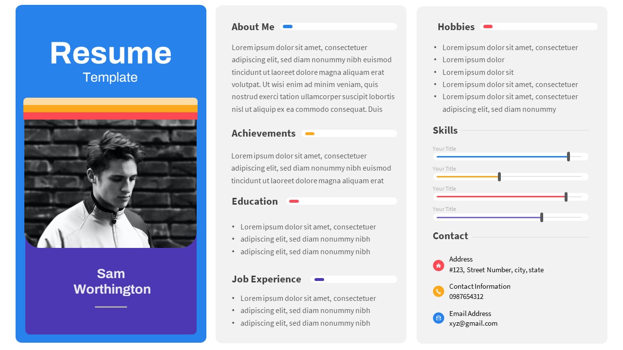 One Slide Page Resume Template Free featured image