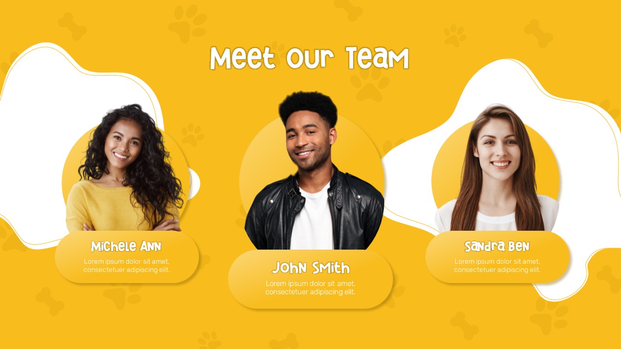 Pet Shop PowerPoint Deck Template Free meet the team