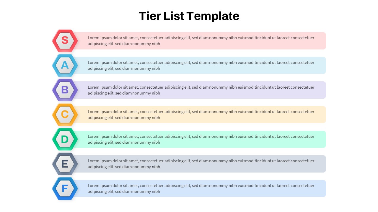 Tier List PPT Template For Creating Presentations