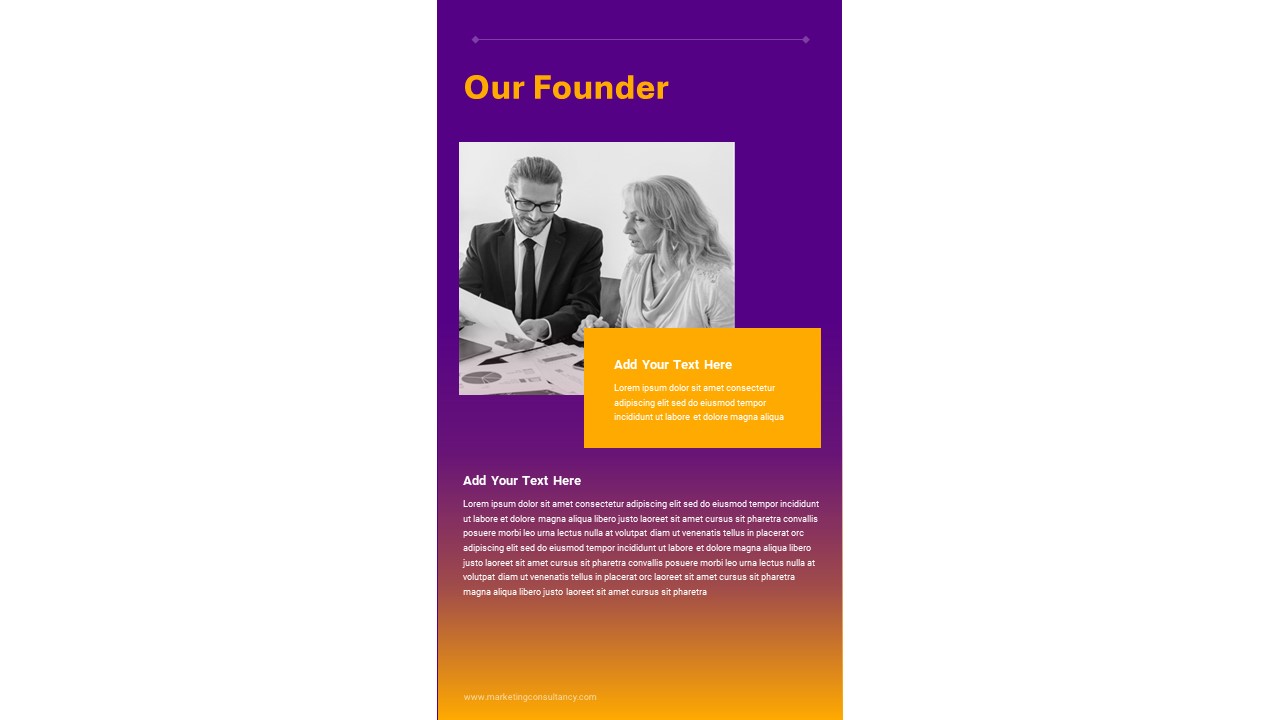 Free Vertical PowerPoint Template Our Founder Slide