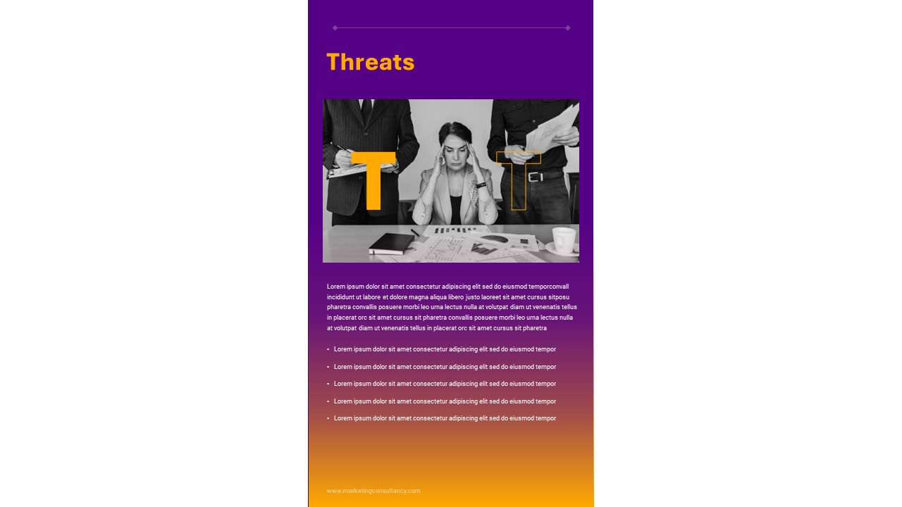 Free Vertical PowerPoint Template Threats Slide