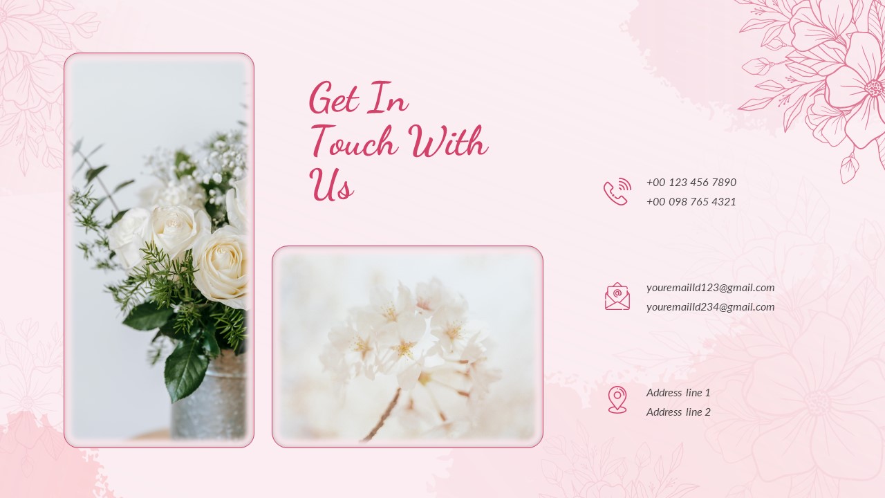 Floral PowerPoint Template Deck Contact Slide