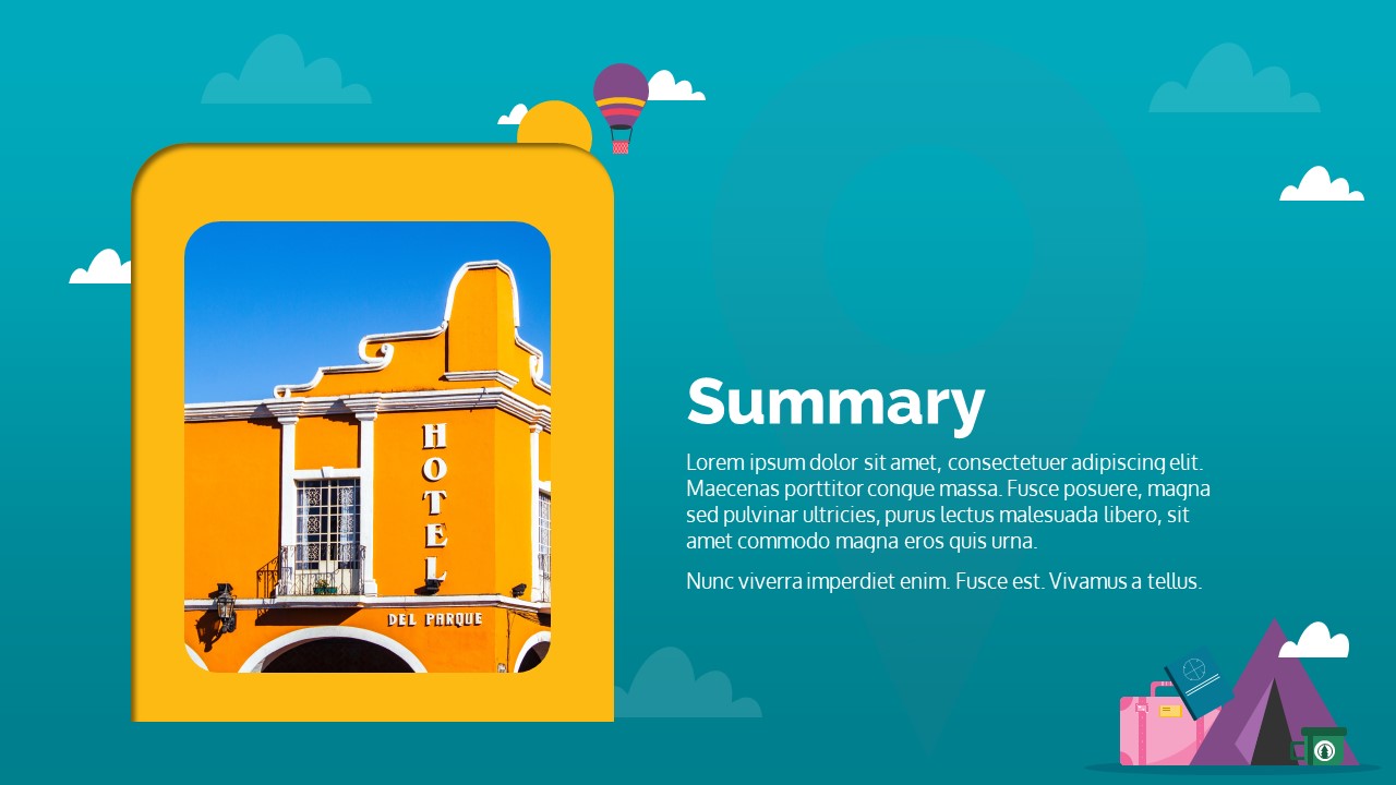 Travel And Tourism PowerPoint Theme Summary Slide